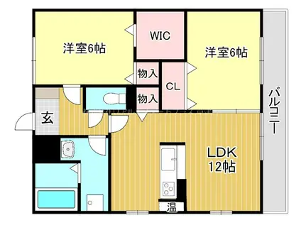 リードオッツII棟(2LDK/1階)の間取り写真