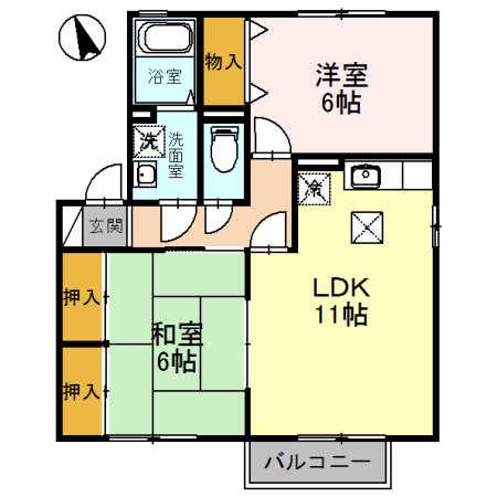 ファミール B(2LDK/1階)の間取り写真