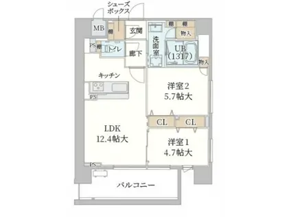 MORUAN RESIDENCE(2LDK/2階)の間取り写真
