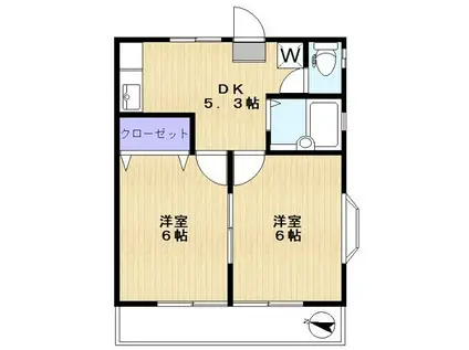 コーポみやざわ(2DK/2階)の間取り写真