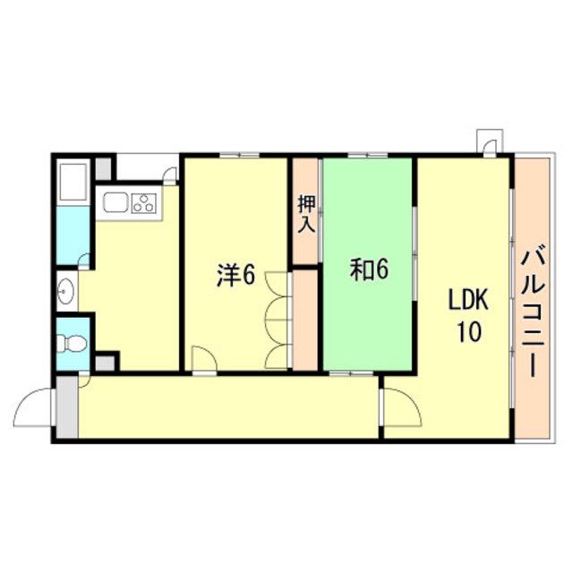 第1スカイマンション(2LDK/4階)の間取り写真