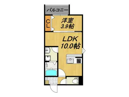 LECOCON岩倉V(1LDK/1階)の間取り写真