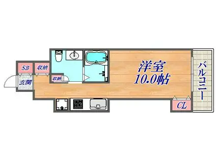 レジディア神戸磯上(ワンルーム/13階)の間取り写真