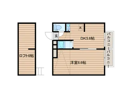 アップルハウス中野栄III(1DK/2階)の間取り写真