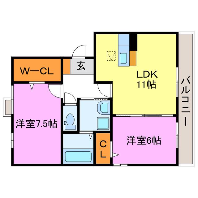 メイプルコート(2LDK/1階)の間取り写真