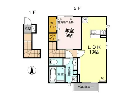 TMフォンテーヌ(1LDK/2階)の間取り写真