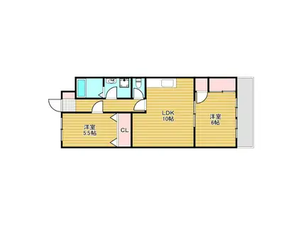 三浦マンション(2LDK/2階)の間取り写真