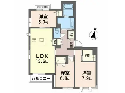 メゾンマスト大町 B(3LDK/2階)の間取り写真