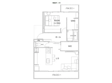 エクセルみどり(1LDK/2階)の間取り写真
