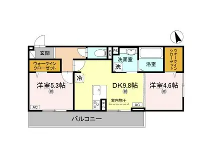 エレガンス ビュー(2DK/2階)の間取り写真