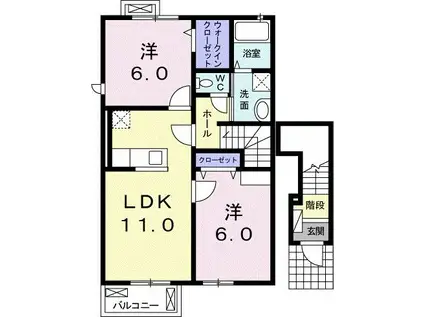 サダルスウド I(2LDK/2階)の間取り写真