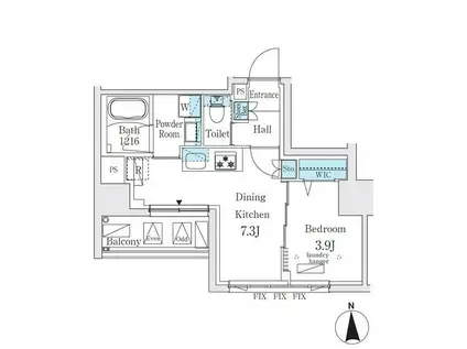 ジオエント秋葉原(1DK/4階)の間取り写真