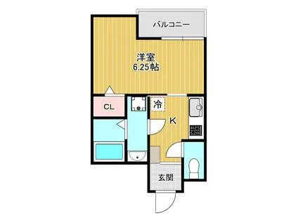 セイム宮之阪(1K/2階)の間取り写真