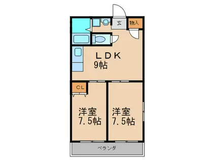 天満宮ハイツ(2LDK/1階)の間取り写真