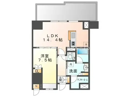 ザ・ハウス豊橋ウエスト(1LDK/14階)の間取り写真