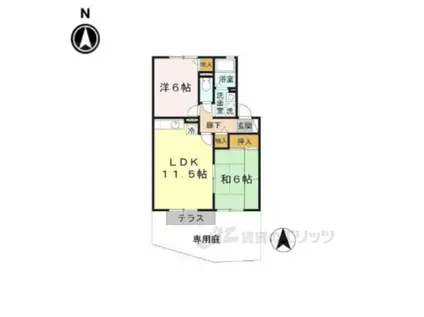 グランドゥールⅠ(2LDK/1階)の間取り写真