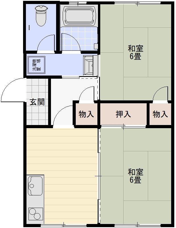 三島ハイツA棟(2DK/1階)の間取り写真