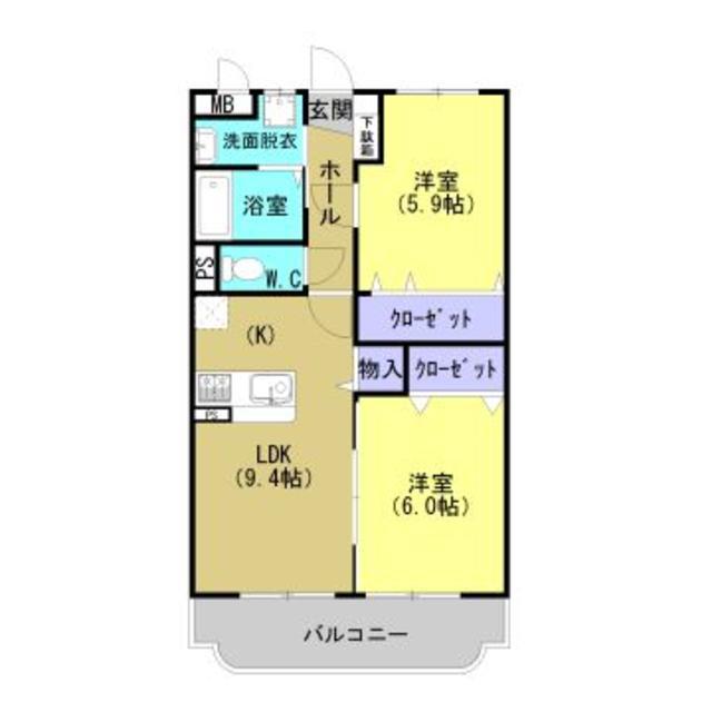 ユーミー成田(2LDK/1階)の間取り写真