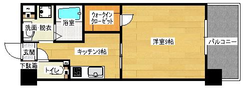 ロアール南竹屋(1K/3階)の間取り写真