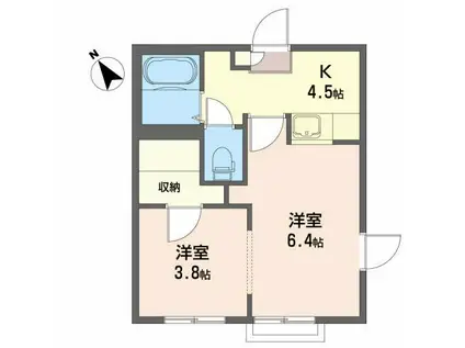 サン・ペガサス A(2K/1階)の間取り写真