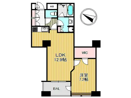 ディーグラフォート大阪N.Y.タワーHIGOBASHI(1LDK/13階)の間取り写真
