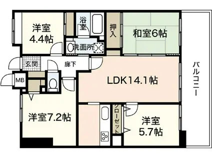 ナタリーマリナタウンウエストデッキC(4LDK/9階)の間取り写真