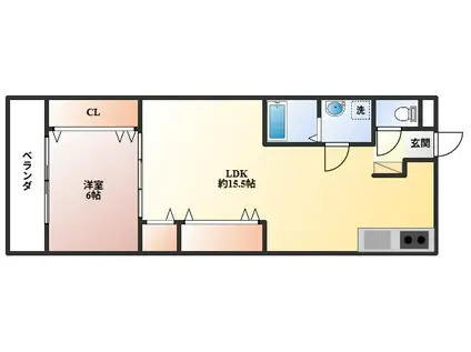 長尾第1ビル(1LDK/4階)の間取り写真