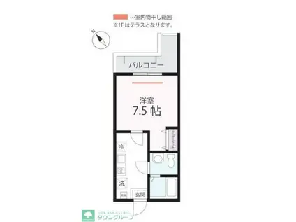 ハーミットクラブハウスメニャン(1K/1階)の間取り写真