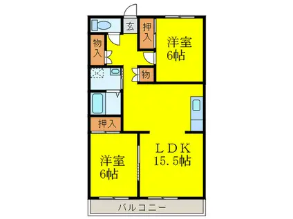 ペルレシャトウ(2LDK/4階)の間取り写真