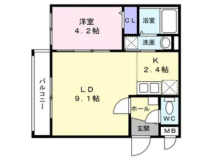センチュリー北斗II(1LDK/4階)の間取り写真