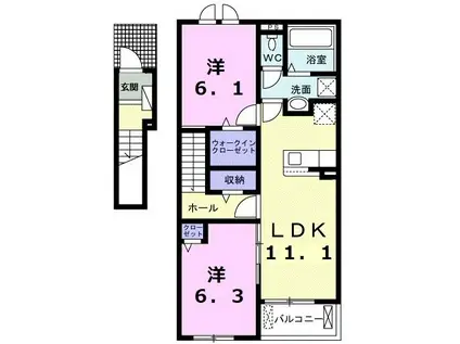 グランデC(2LDK/2階)の間取り写真