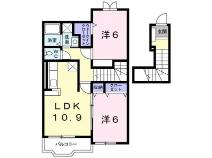 エアリー・ガーデンC(2LDK/2階)の間取り写真