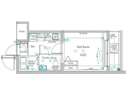 ラフィスタ元町II(1K/4階)の間取り写真