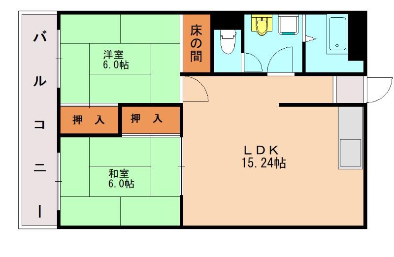 第1堺ビル(2LDK/3階)の間取り写真