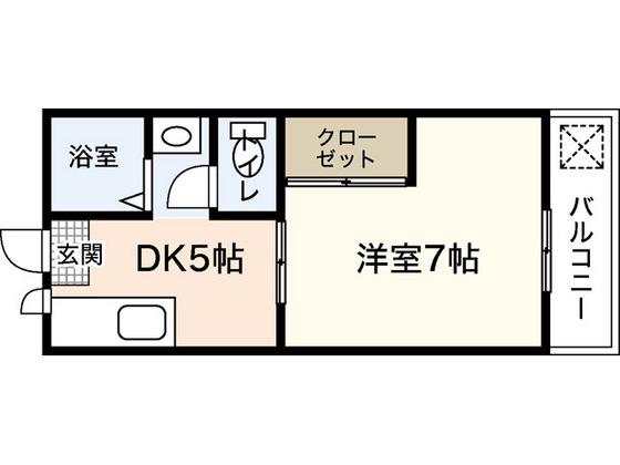 琴荘(1DK/1階)の間取り写真