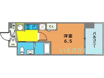 エステムコート神戸ハーバーランド前Vアクア(1K/13階)の間取り写真