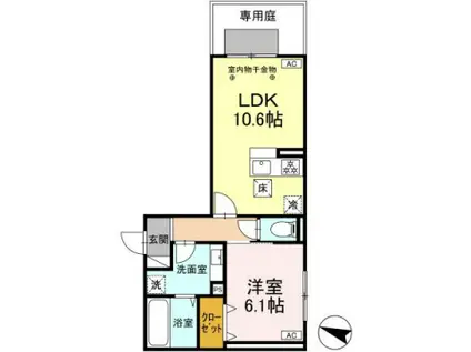 ディールーム野間大池(1LDK/3階)の間取り写真