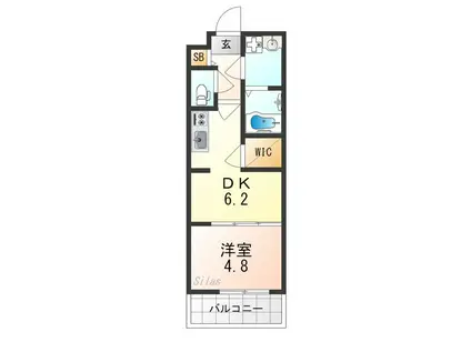 ファステート京都壬生フィエロ(1DK/4階)の間取り写真