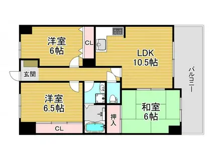 K&T御幣島マンション(3LDK/5階)の間取り写真
