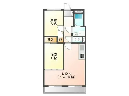 エリジオンII(2LDK/3階)の間取り写真