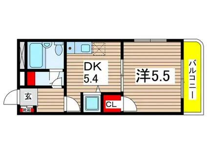 秋山菅マンション(1DK/2階)の間取り写真