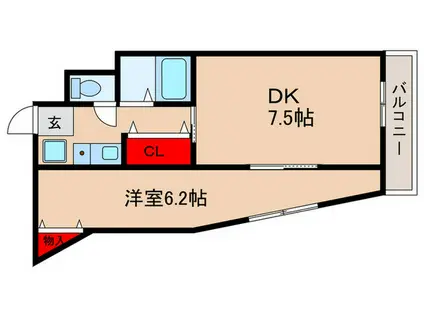 加茂ローゼンハイム(1DK/3階)の間取り写真