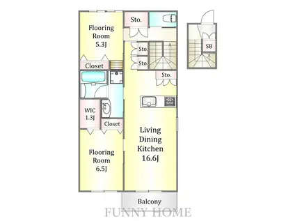 メゾンY(2LDK/2階)の間取り写真