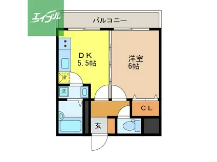 クオーレ中川(1DK/2階)の間取り写真