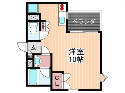 クリスタルコート(ワンルーム/2階)の間取り写真