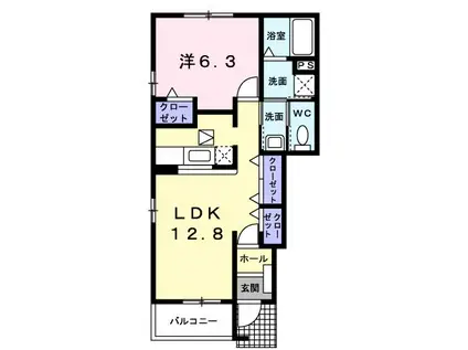 ヴィラスクエアA・B・C(1LDK/1階)の間取り写真