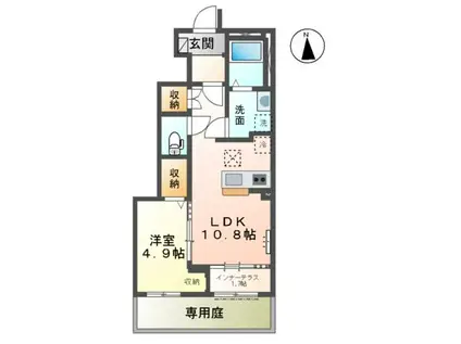 ポモドーロ(1LDK/1階)の間取り写真