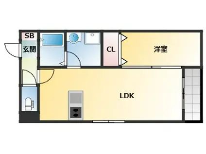 リーヴェ恵我之(1LDK/1階)の間取り写真