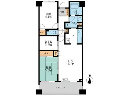 カッシア横濱ガーデン山(2SLDK/5階)の間取り写真