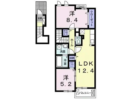 プラシード J(2LDK/2階)の間取り写真